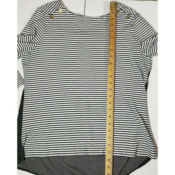 Tommy Hilfiger White Black Striped Boat Neck Top Tee XL EUC - Picture 6 of 6